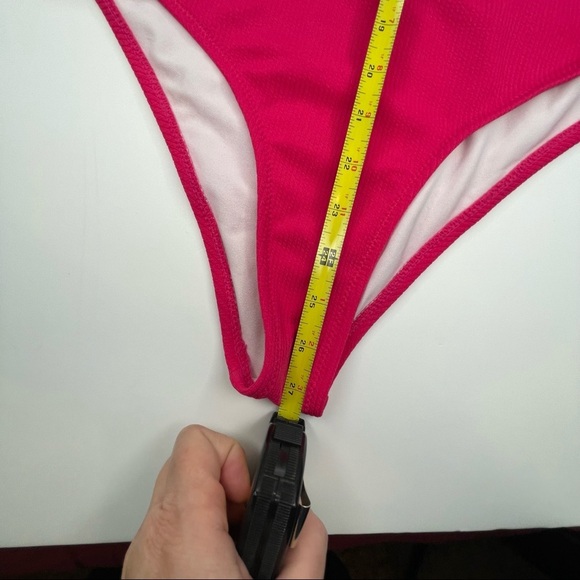 Shade & Shore One Shoulder Cut Out Ribbed One Piece Swim Pink S - Picture 11 of 14